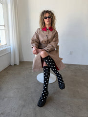 Knee High Polka Dot Socks Black & Cream Exclusive Style