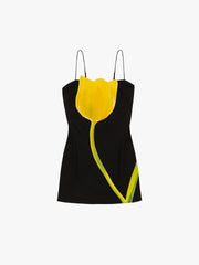 Tulip Appliqué Dress Black Fresh Design