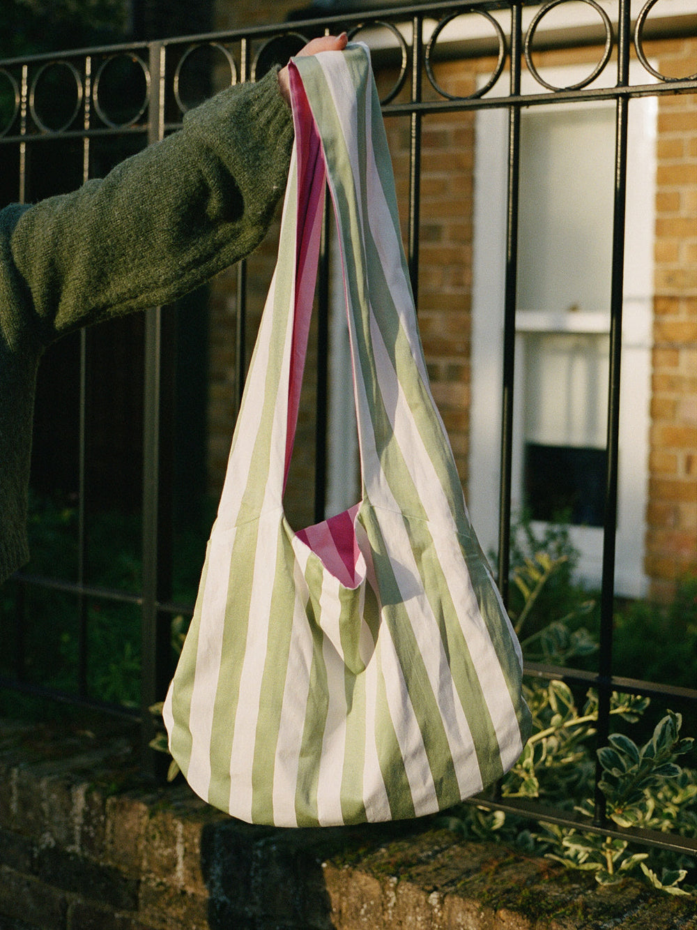 Portobello Reversible Tote Multi Stripe Exclusive Style