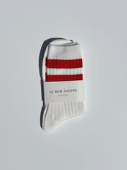 Her Varsity Socks White Coral Fresh Design