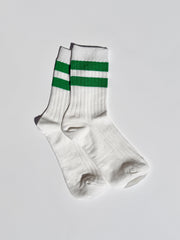 Her Varsity Socks White Kelly Fresh Design
