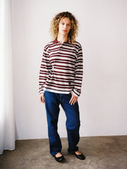 Noah Cinch Layered Rugby Polo Chocolate Stripe Exclusive Style