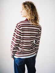 Noah Cinch Layered Rugby Polo Chocolate Stripe Exclusive Style