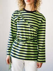 Prudie Ruffle Long Sleeve Tee Navy/Lime Exclusive Style