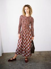 Posey Cardi Midi Dress Blue Fog Mutli Check Fresh Design