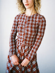 Posey Cardi Midi Dress Blue Fog Mutli Check Fresh Design
