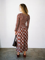 Posey Cardi Midi Dress Blue Fog Mutli Check Fresh Design