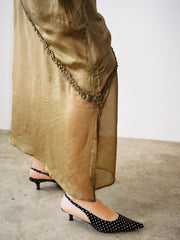 Sasha Ruffle Slip Dress Sheer Olive Fine Craftsmanship