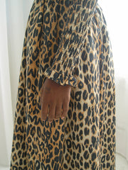 Harper Shirred Midi Dress Leopard All New