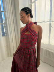 Mia Midi Dress Red Check Fresh Design