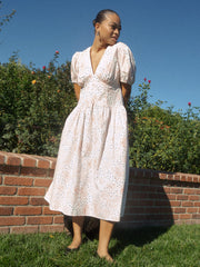 Elizabeth Dress Rose White Dot All New