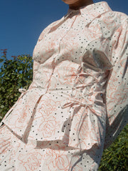 Jasper Button Up Rose Dot White Fresh Design