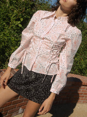 Jasper Button Up Rose Dot White Fresh Design