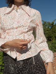 Jasper Button Up Rose Dot White Fresh Design