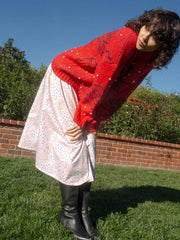 Maeve Midi Skirt Rose Dot White Fine Craftsmanship