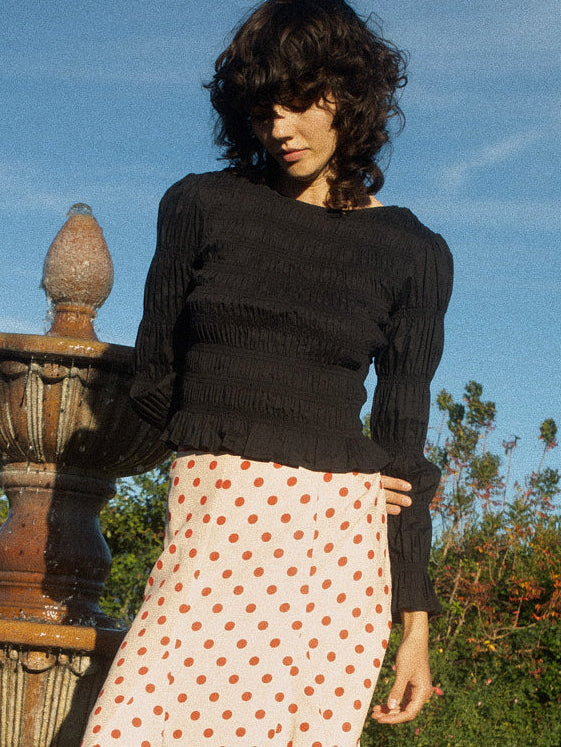 Rue Smocked Long Sleeve Black Fresh Design
