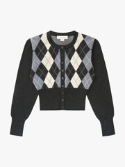 Emi Cardi Grey Argyle All New