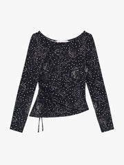Emma Long Sleeve Top Rose Dot Black Exclusive Style