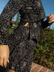 Emma Long Sleeve Top Rose Dot Black Exclusive Style
