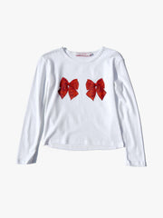 Dana Long Sleeve Tee White/Bows All New