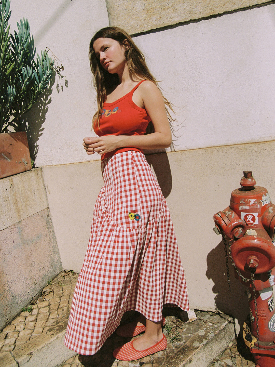 Maeve Midi Skirt Cherry Fine Craftsmanship