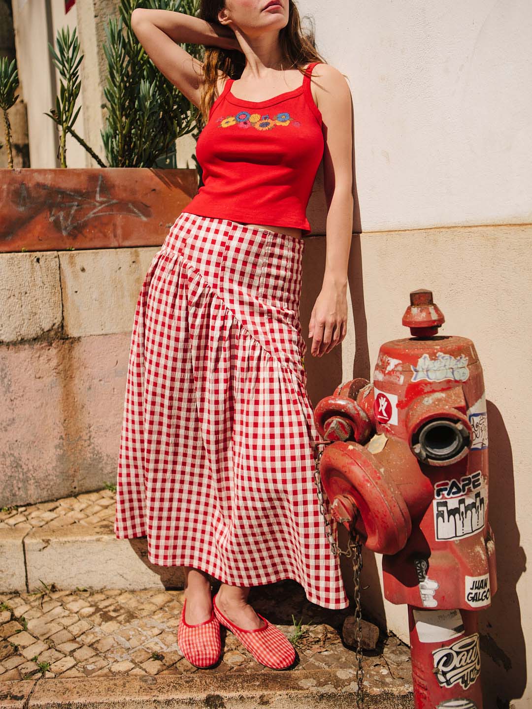 Maeve Midi Skirt Cherry Fine Craftsmanship