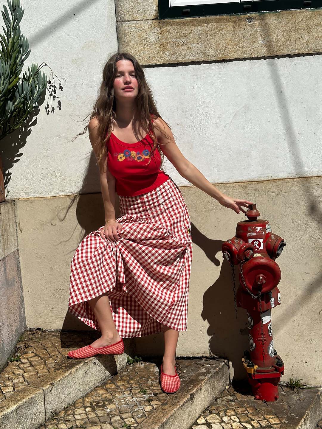 Maeve Midi Skirt Cherry Fine Craftsmanship