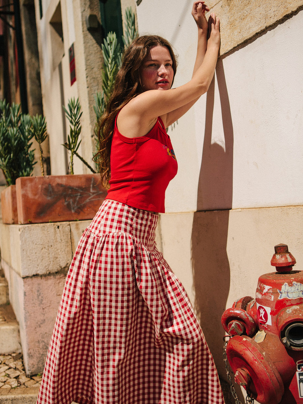 Maeve Midi Skirt Cherry Fine Craftsmanship