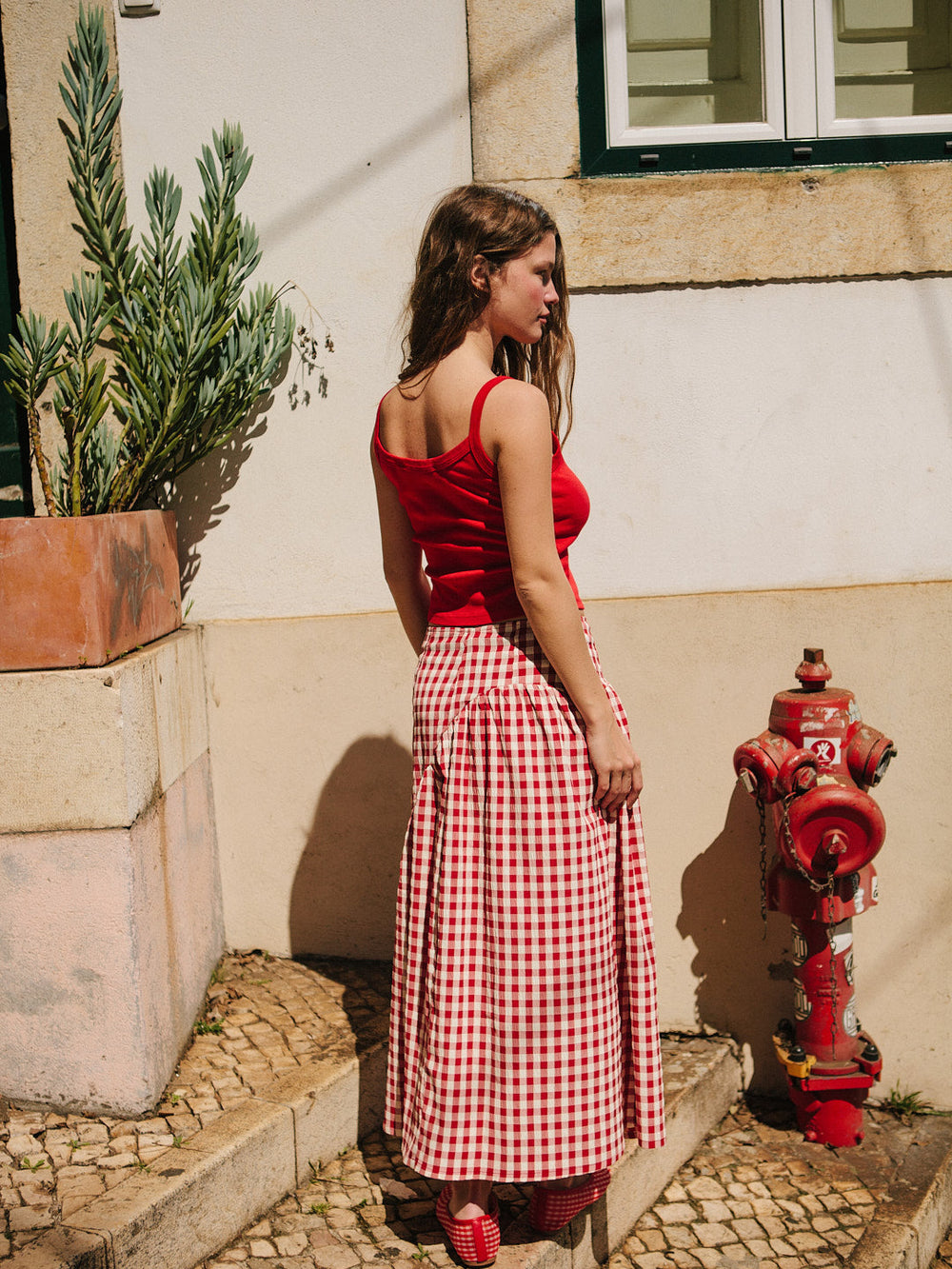 Maeve Midi Skirt Cherry Fine Craftsmanship