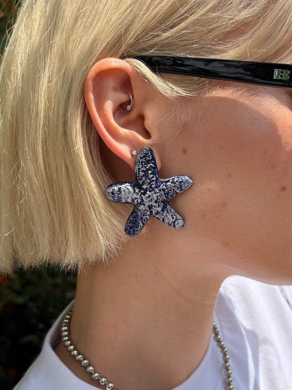 Star Fish Earrings Blue Fine Craftsmanship