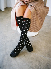Knee High Polka Dot Socks Black & Cream Exclusive Style