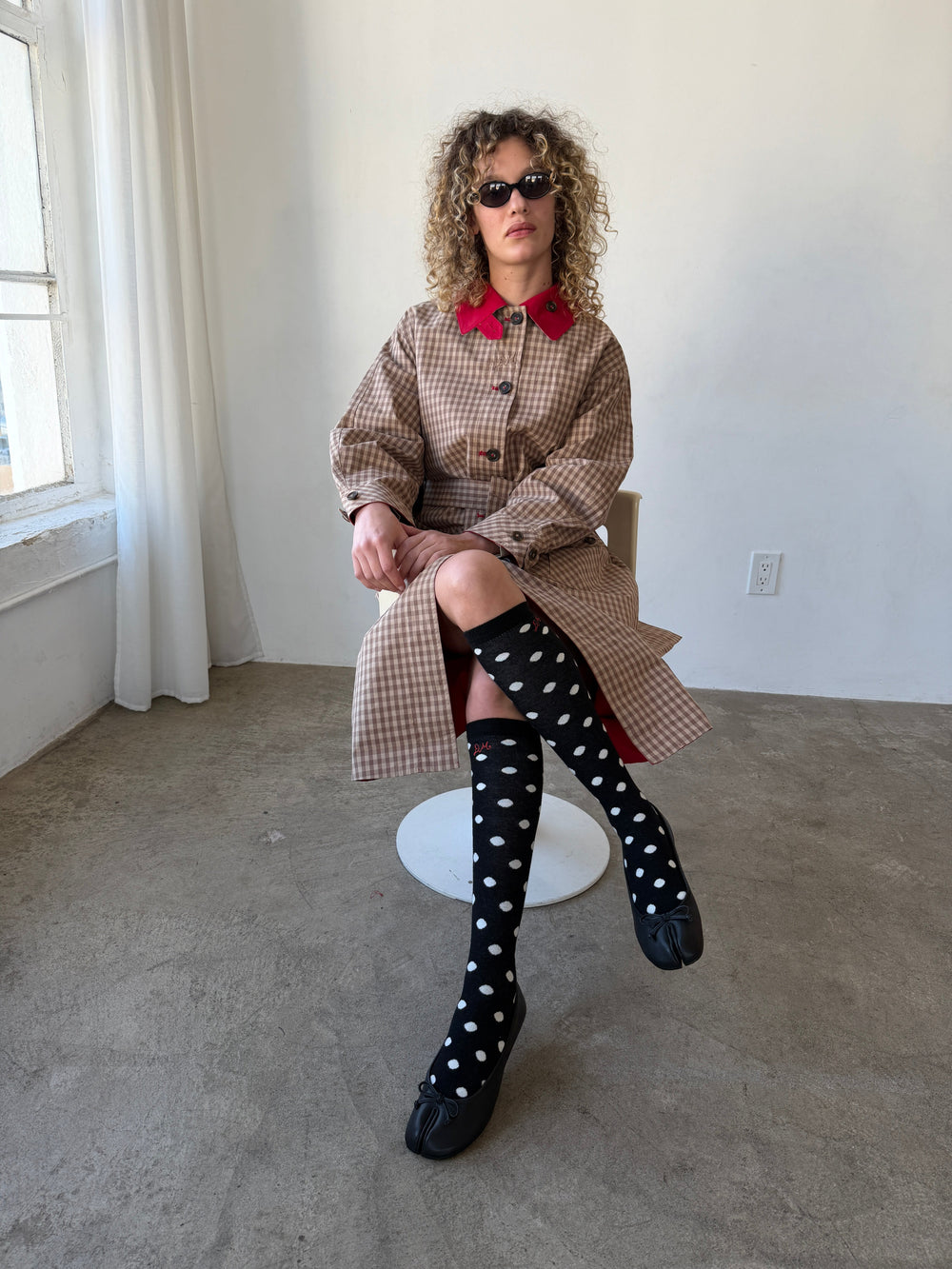 Knee High Polka Dot Socks Black & Cream Exclusive Style