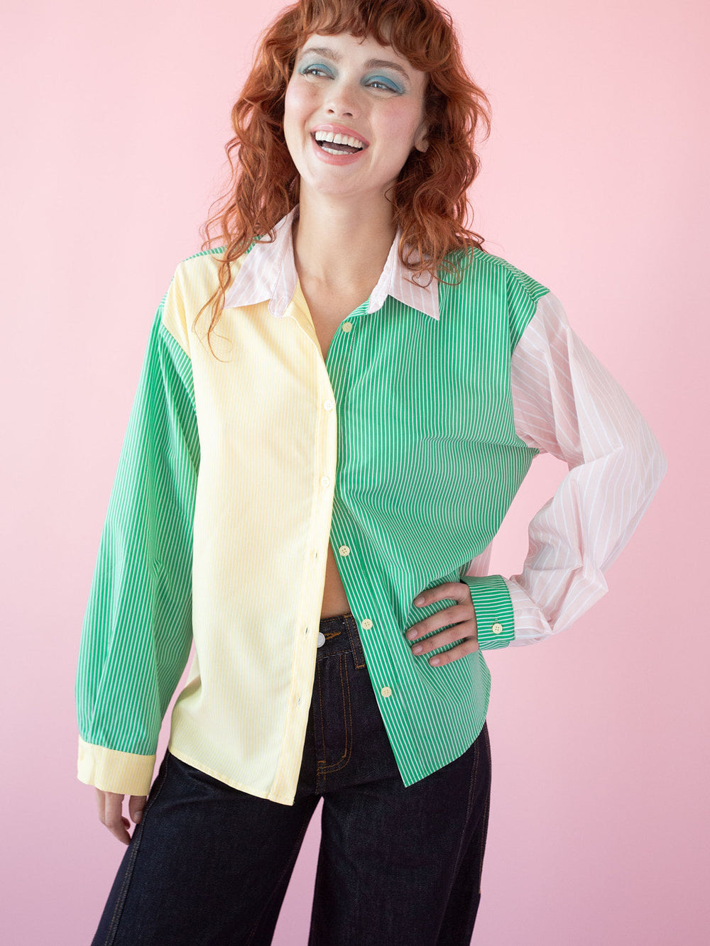 Amy Long Sleeve Button Up Soft Stripe All New