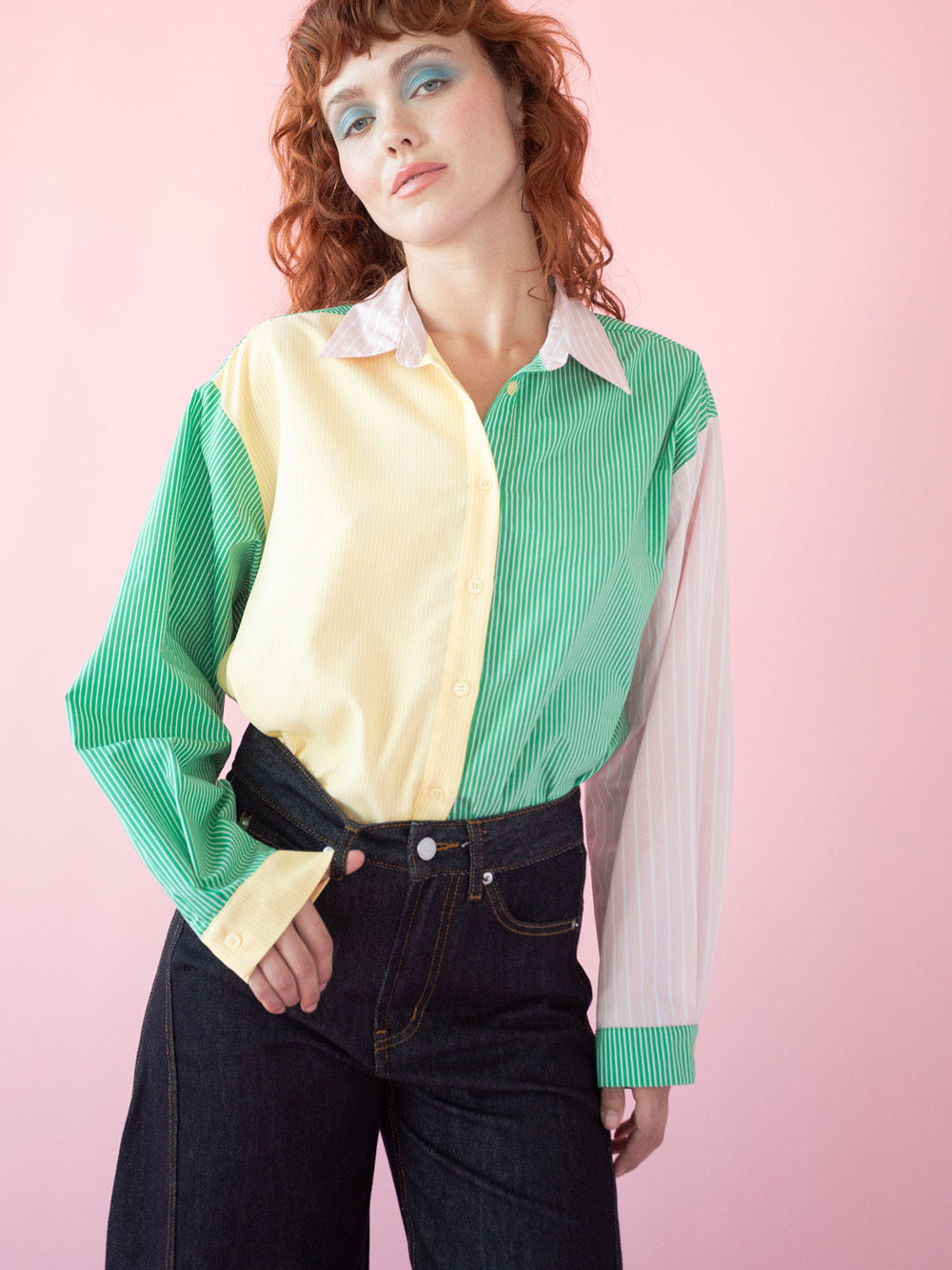 Amy Long Sleeve Button Up Soft Stripe All New