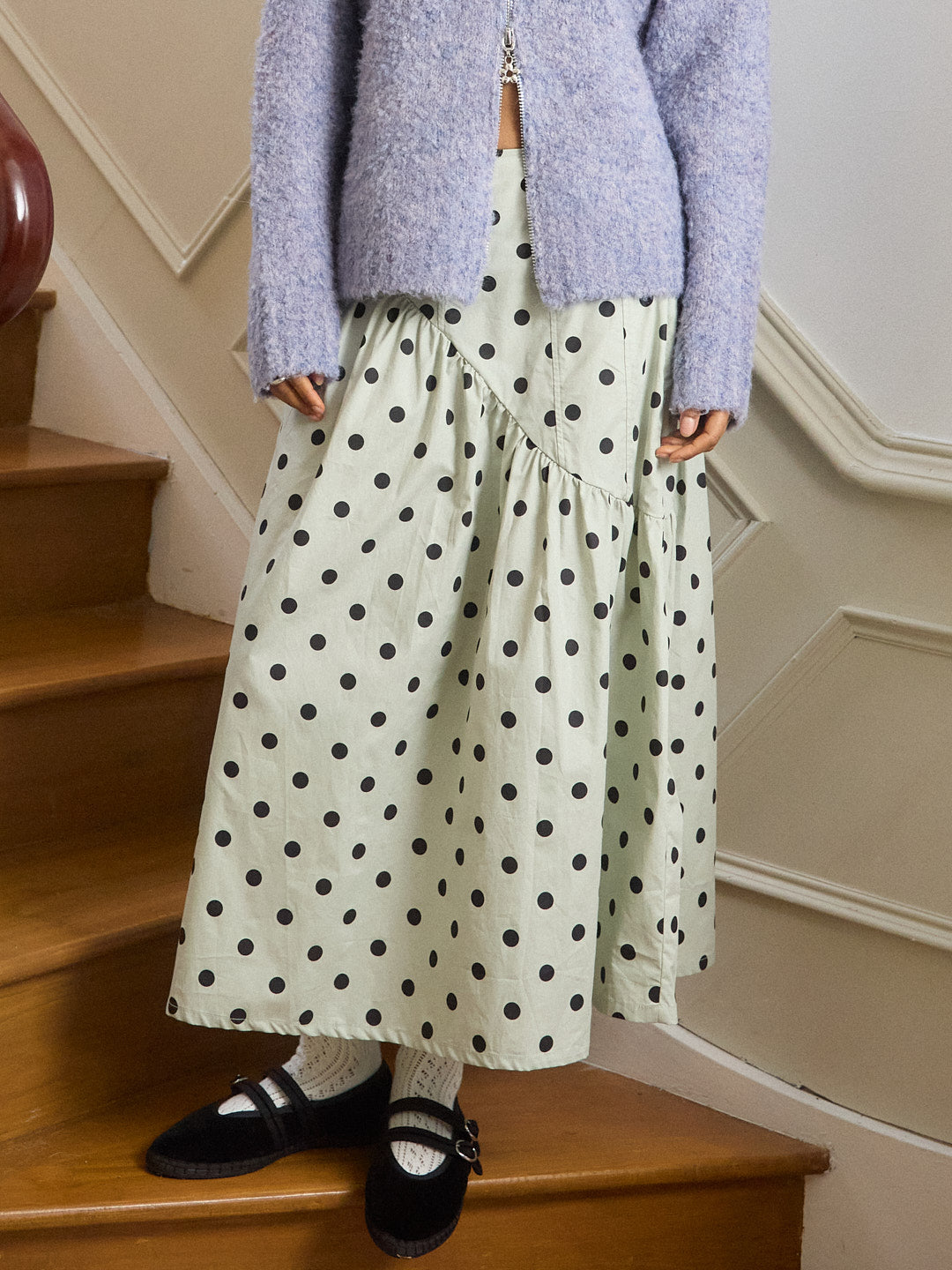 Maeve Midi Skirt Mint Chip Dot Exclusive Style