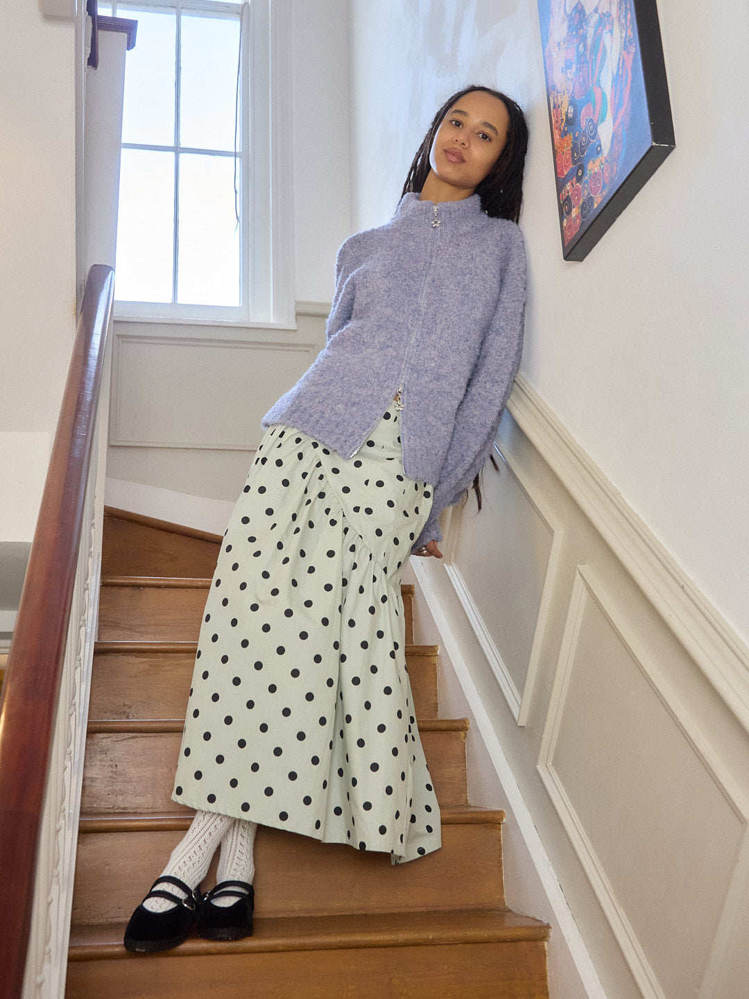 Maeve Midi Skirt Mint Chip Dot Exclusive Style