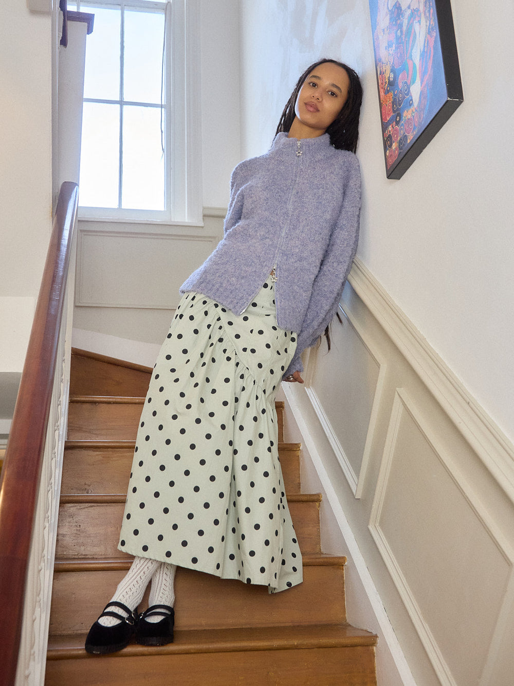 Maeve Midi Skirt Mint Chip Dot Exclusive Style