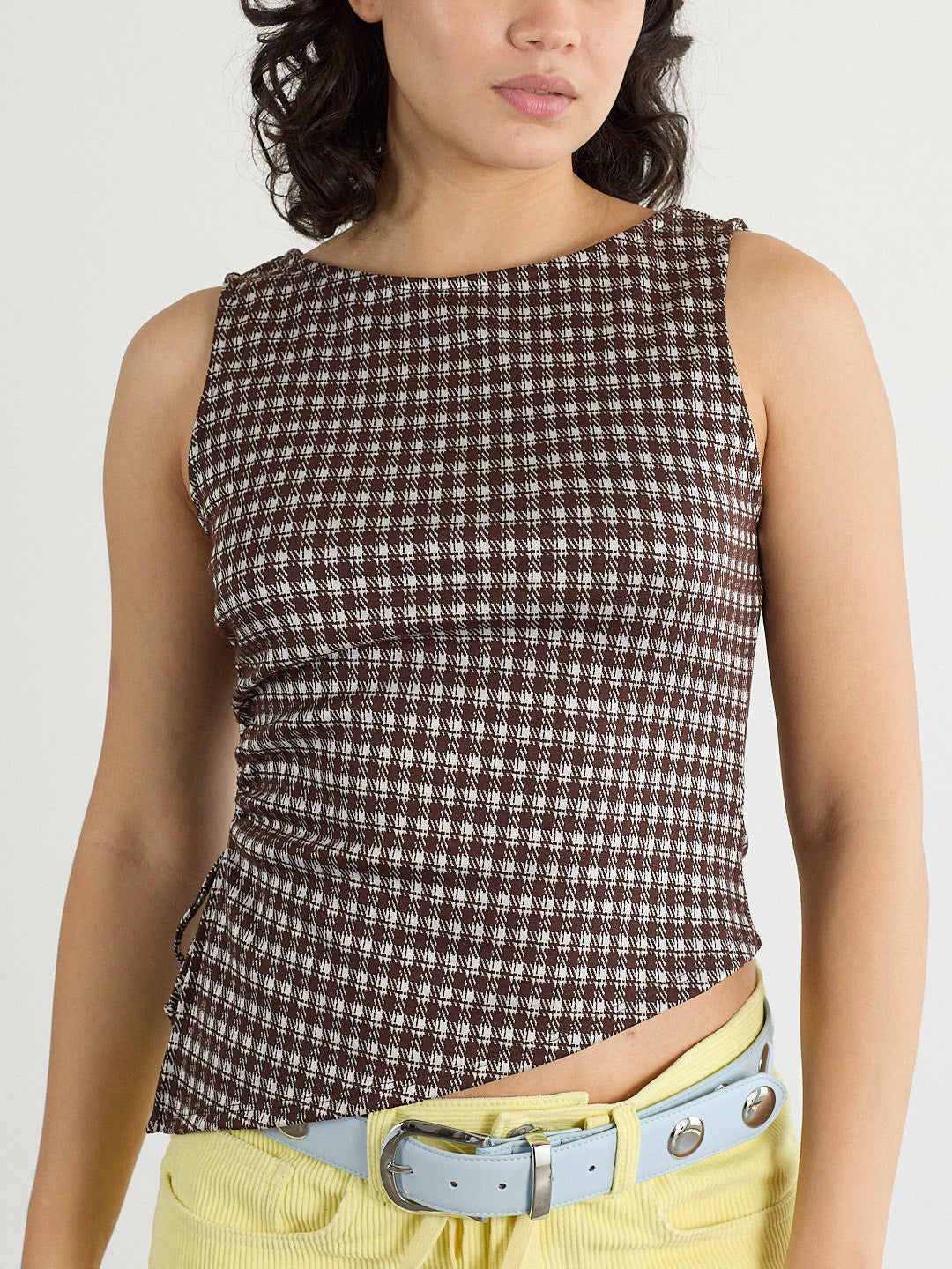 Erin Tank Cocoa Plaid Fine Craftsmanship