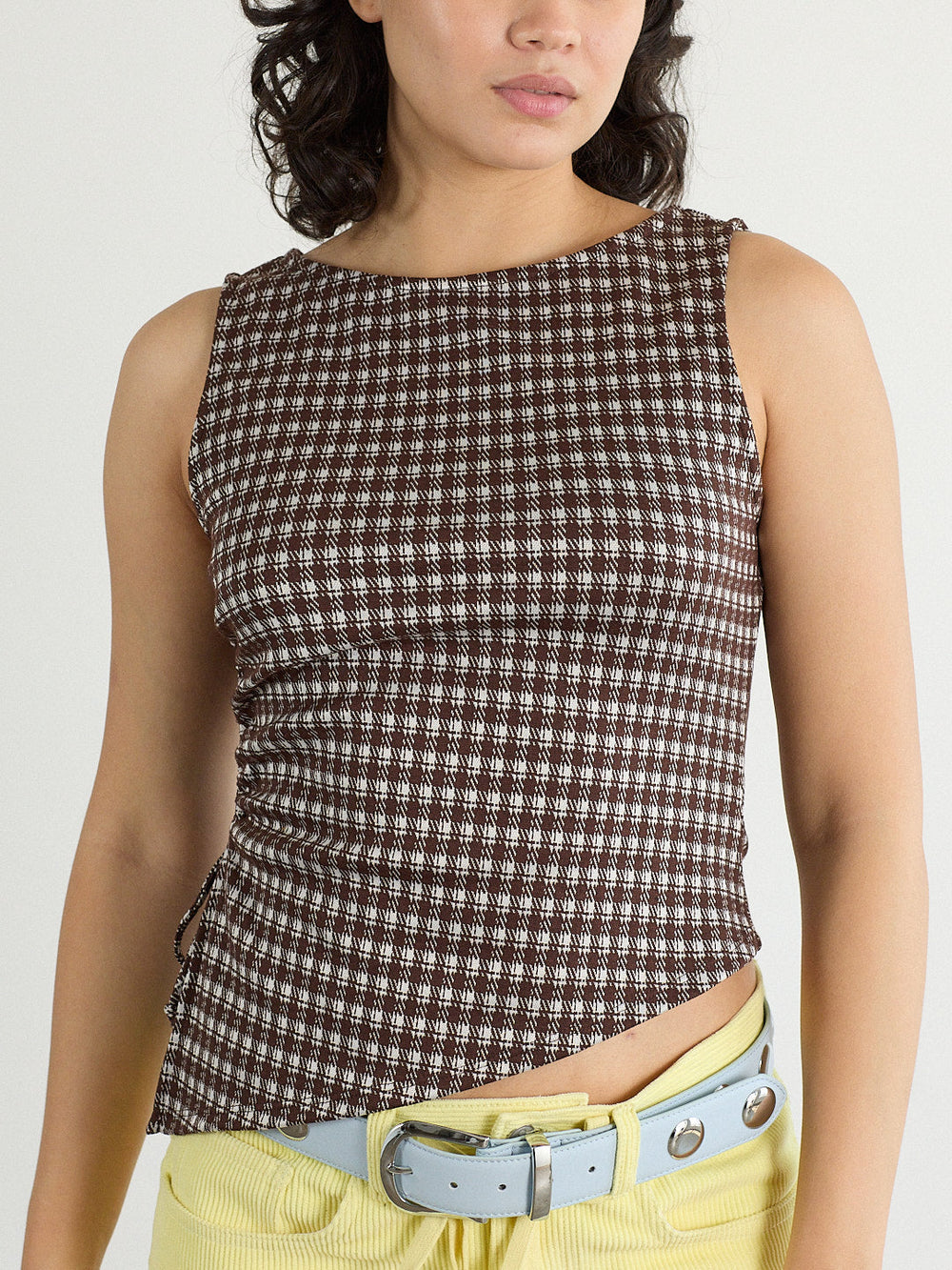 Erin Tank Cocoa Plaid Fine Craftsmanship