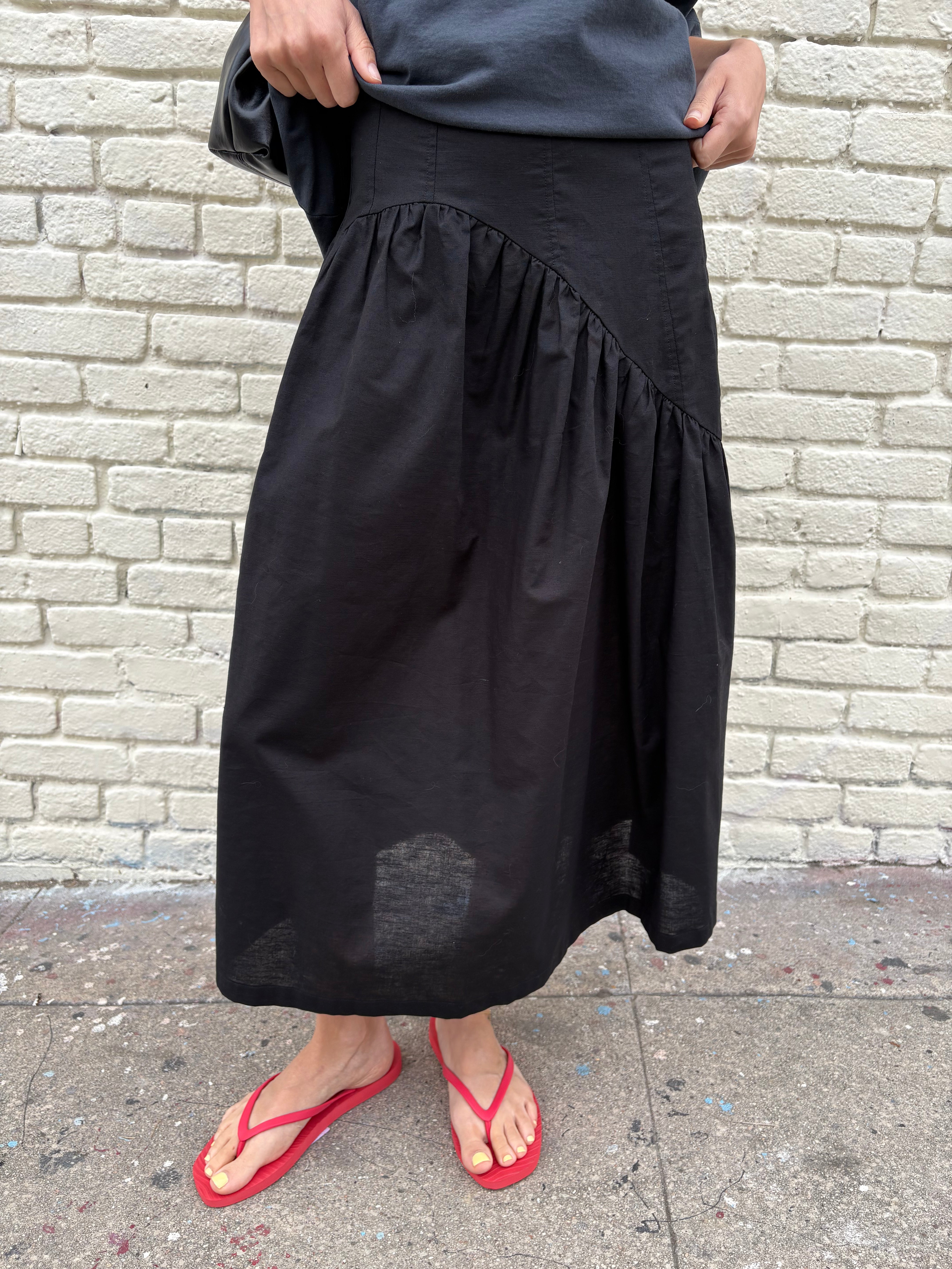 Maeve Midi Skirt Black Linen All New