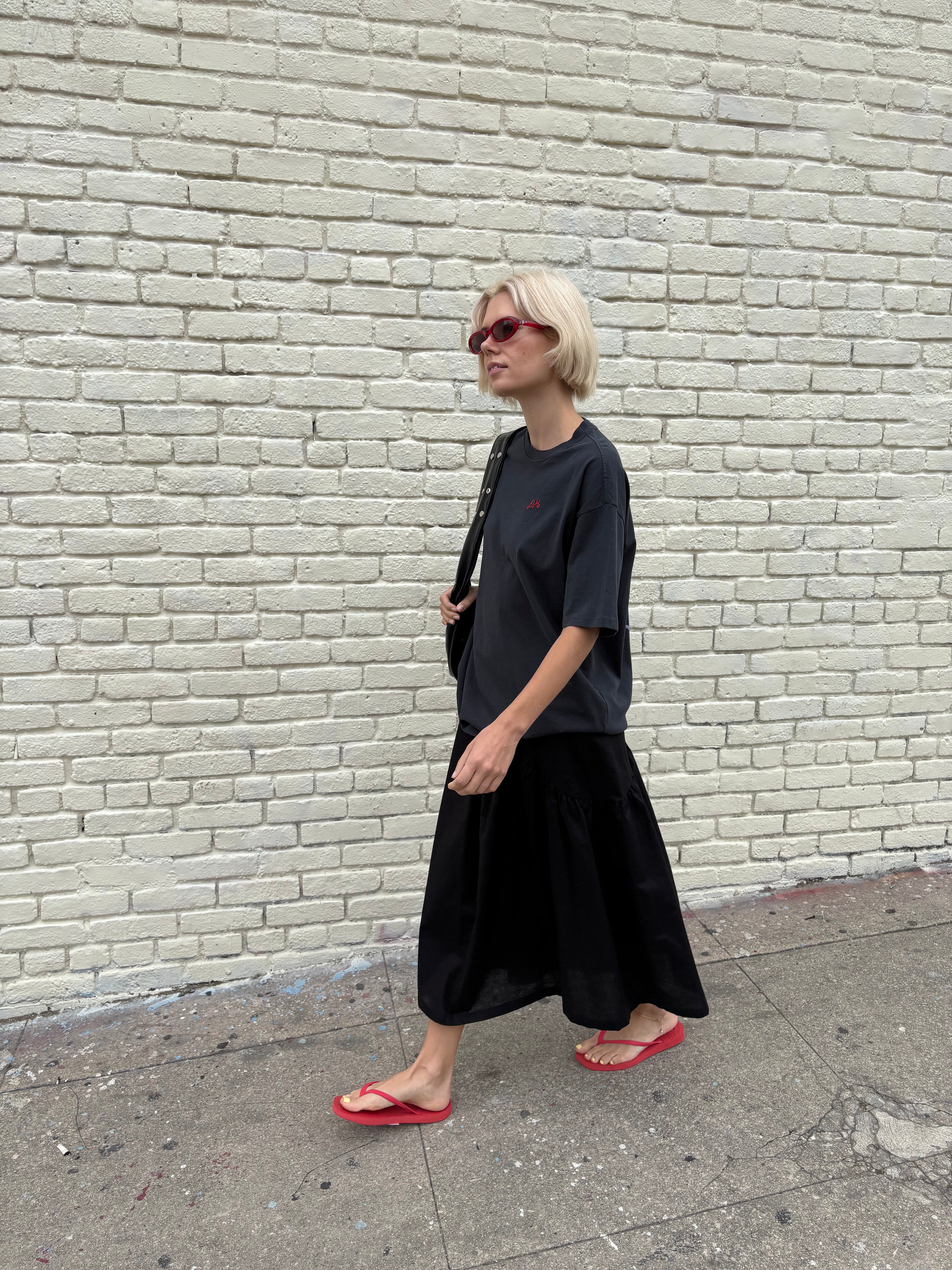 Maeve Midi Skirt Black Linen All New