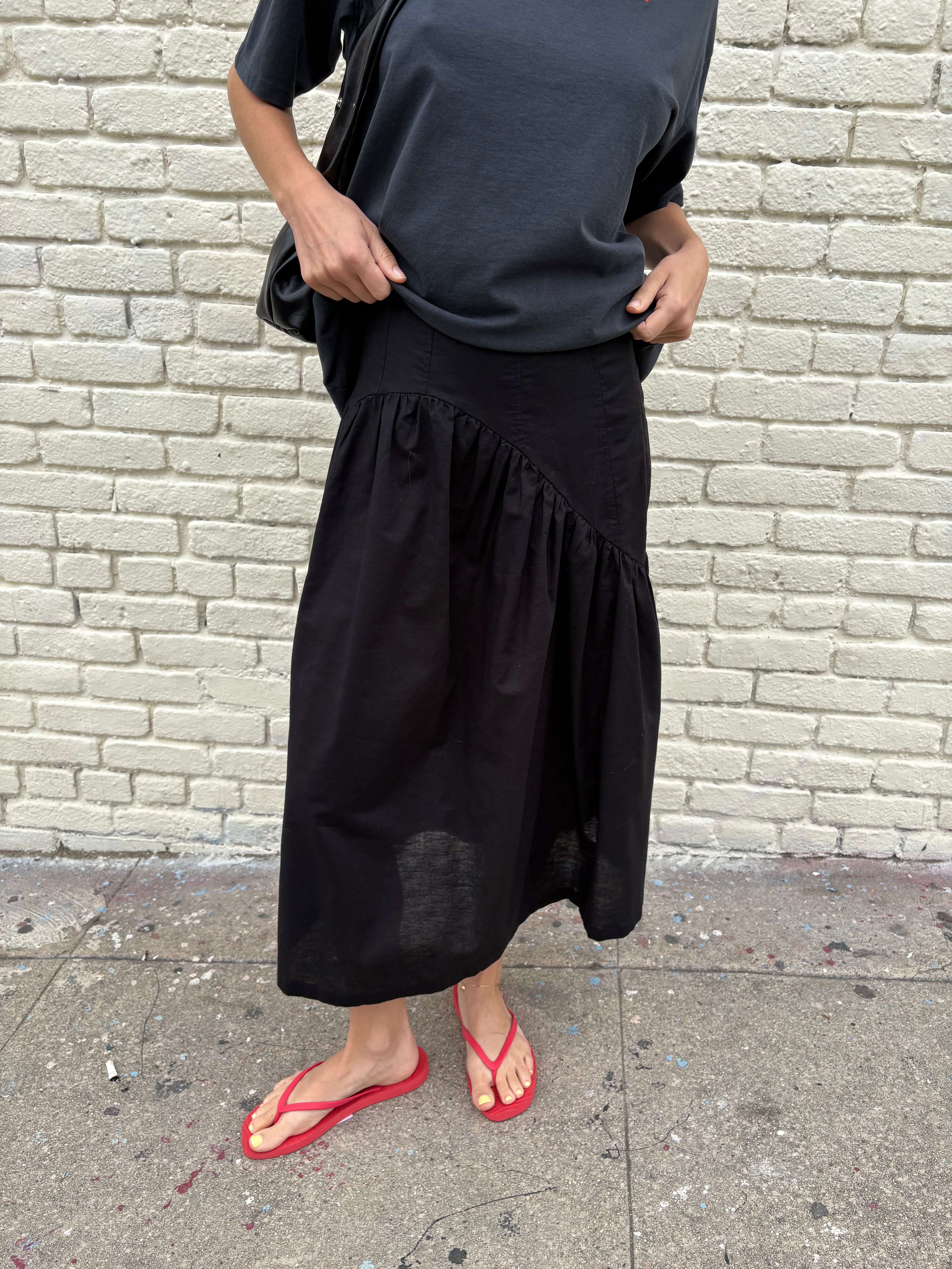 Maeve Midi Skirt Black Linen All New