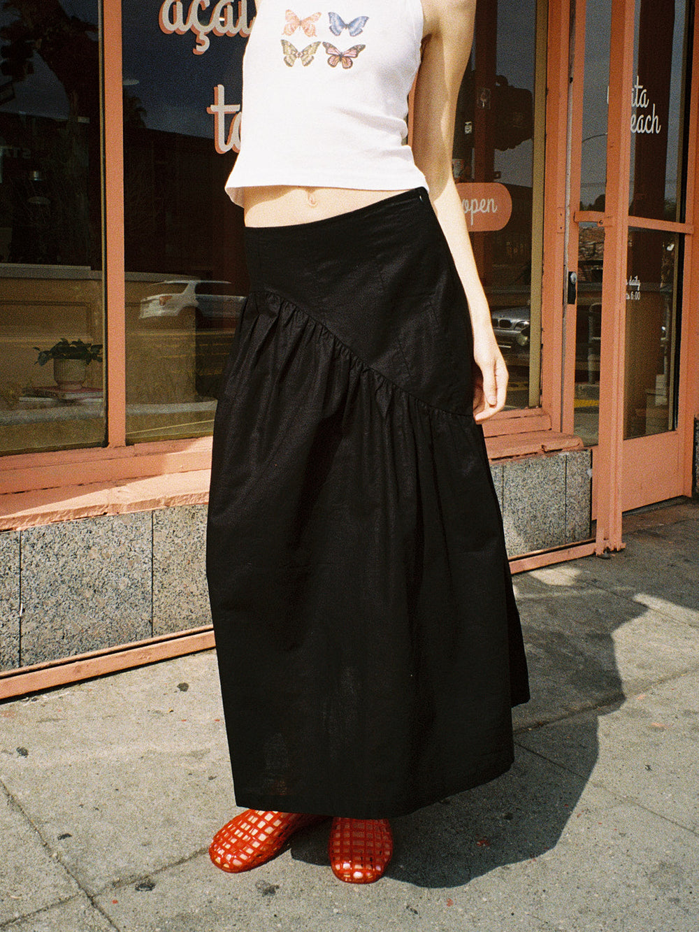 Maeve Midi Skirt Black Linen All New