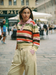 Alaia Polo Sweater Pink Stripe All New