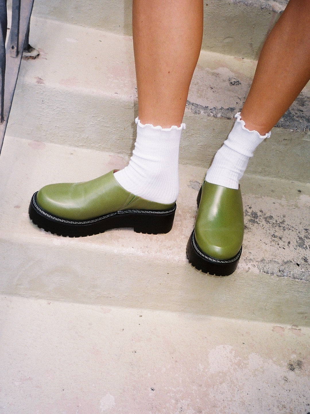 Lena Chunky Mule Olive Exclusive Style