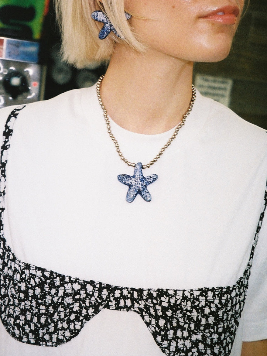 Star Fish Necklace Blue/Silver Fine Craftsmanship