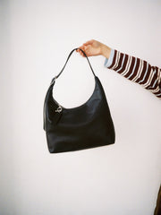 Recycled Leather Shoulder Bag Black Exclusive Style