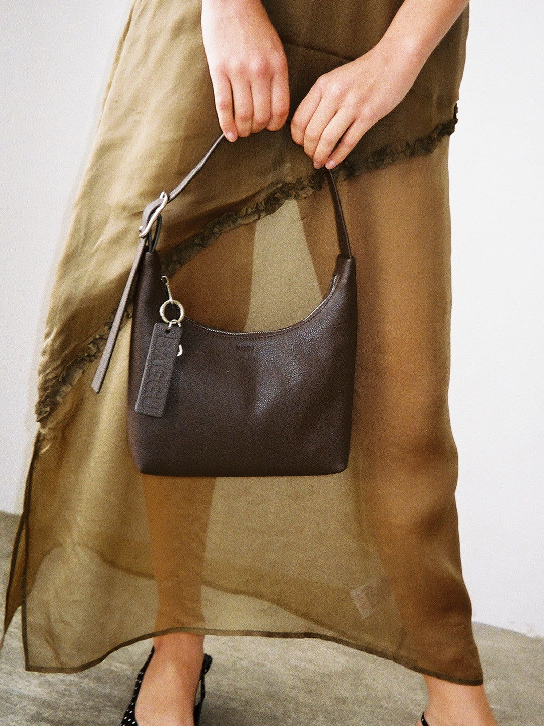 Mini Recycled Leather Shoulder Bag Brown Fine Craftsmanship