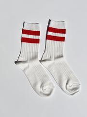 Her Varsity Socks White Coral Fresh Design