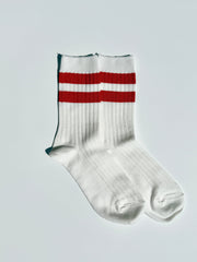 Her Varsity Socks White Coral Fresh Design